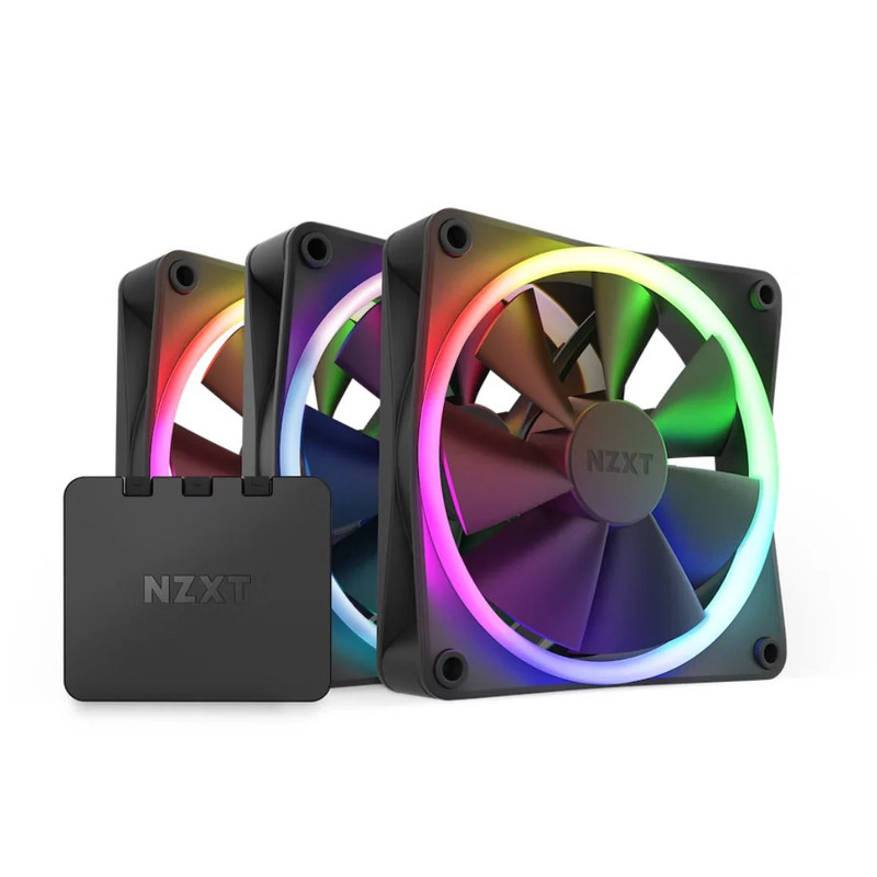 NZXT F120 Triple 120mm RGB Fans & Controller - Black - مروحة تبريد